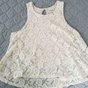 Cream lace crop tank